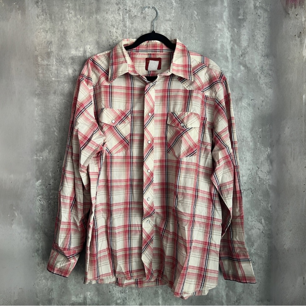 Vintage Rustler by Wrangler Men’s Plaid Snap Long Sleeve Shirt Size XL